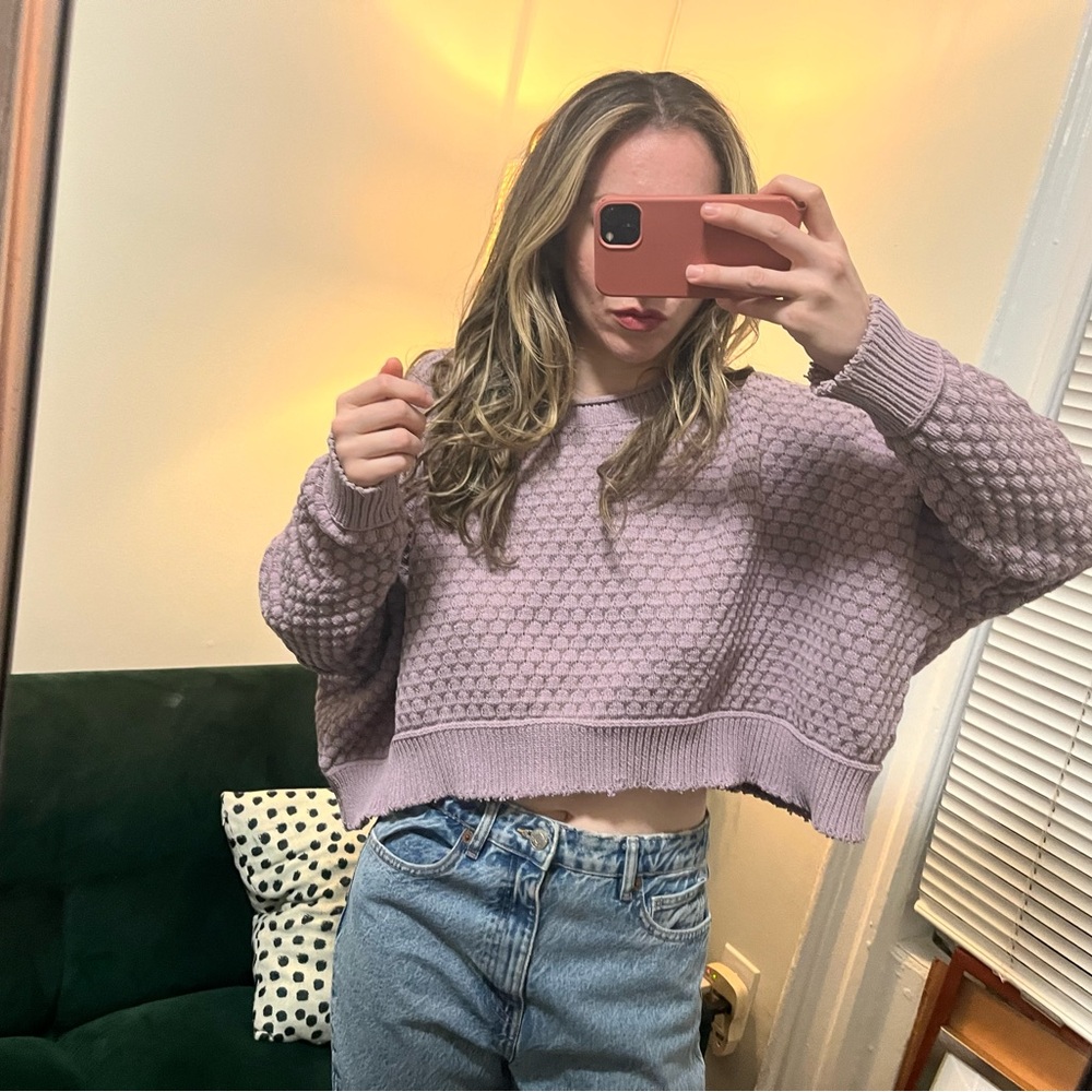 Off-the-Shoulder Lavender Sweater